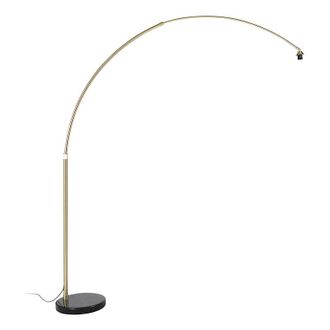 QAZQA Moderno L&aacute;mpara De Arco De Lat&oacute;n Y Base De M&aacute;rmol Negro Regulable - Xxl Acero /m&aacute;rmol Alargada Adecuado Para Led Max. 1 X 60 Watt - Qazqa