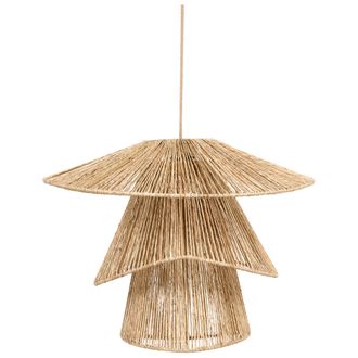Beliani L&aacute;mpara Colgante Pantalla De Yute Base De Hierro Estilo Boho Natural Bedas