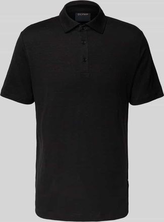 Olymp Level 5 Slim Fit Poloshirt aus Leinen-Mix in Black, Gr&ouml;&szlig;e M