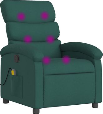 vidaXL Vidaxl - Sill&oacute;n De Masaje Reclinable De Tela Verde Oscuro