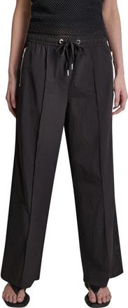 DKNY Front Seam Nylon Straight Leg Pants in Black at Nordstrom, Size X-Large