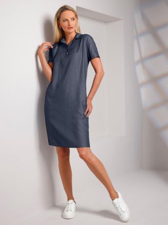 Heine Shirtkleid HEINE Kleid, Damen, Gr. 36, Normalgr&ouml;ssen, dunkelblau, 100% Lyocell, unifarben, kurz, Kleider Shirtkleid