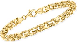 Ross-Simons 18kt Gold Over Sterling Faceted Rolo-Link Bracelet