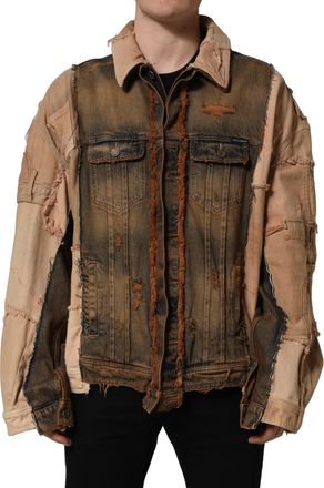 Dolce & Gabbana Multicolor Raw Cut Panelled Denim Men Jacket Cotton Elastane Clothing