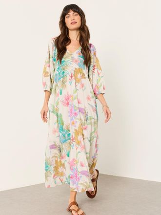 Fat Face FatFace Lilibet Ivory Tropical Petite Midi Dress