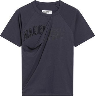Maison Margiela T-shirt met verweerde panelen - Dames - T-shirts - Blauw - XS - Katoen - Tops