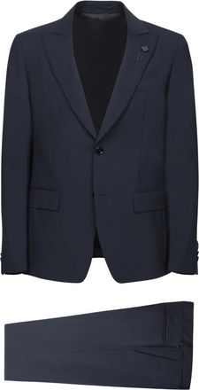 Lardini Elegant wollen pak met microtextuur - Heren - Business pakken - Blauw - 3XL - Wol - Kostuums