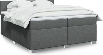 vidaXL Cama Box Spring Con Colch&oacute;n Tela Gris Oscuro 200x200 Cm Vidaxl