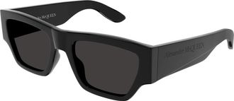 Alexander McQueen Zwart/Grijs Zonnebril Am 0393S - Heren - Zonnebrillen - Zwart - 55 MM - Accessoires