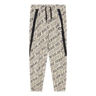 New Balance Logo Print Fleece Pants Asia Sizing Beige Black 5TC2U143-BEI