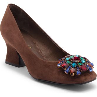 Jeffrey Campbell Panem Crystal Embellished Pump in Brown Suede Multi at Nordstrom Rack, Size 9.5