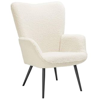 TecTake Armchair Hygge - Boucl&eacute; Cream/Black in Cream