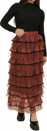 So Me Tulle Ruffled Maxi Skirt In Sepia