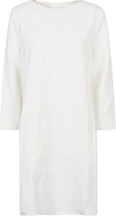 Liviana Conti Witte Jurk met Lange Mouwen en Zakken - Dames - Casual kleedjes - Wit - XL - Kleedjes