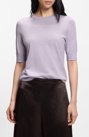 BOSS Farbella Short Sleeve Merino Wool Sweater in Lavender Tide at Nordstrom, Size X-Small
