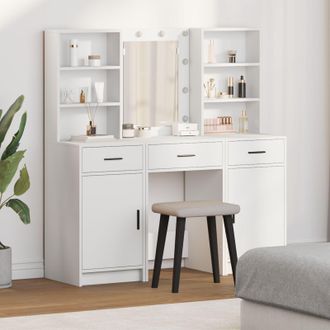 Berkfield Home 3 Piece Dressing Table Set White Engineered Wood