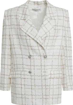 Alessandra Rich Elegante Double-breasted Jas - Dames - Blazers - Wit - XS - Polyester - Jassen