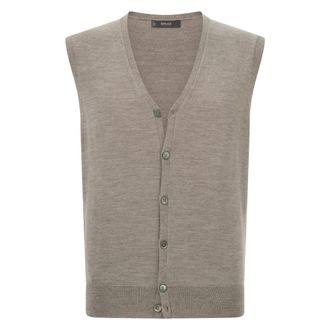 Boggi Milano Truien & Vesten, Heren, Beige, XL, Wol, Gebreid Merino Vest