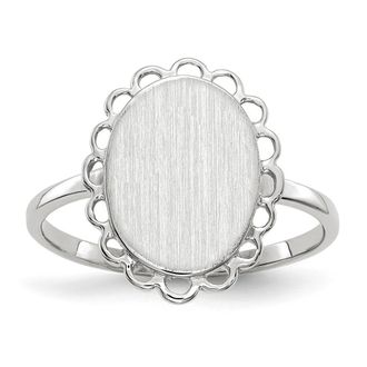 Diamond2Deal 14k White Gold Open Back Signet Ring