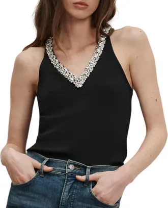 Veronica Beard Ayres Embellished Tank Top In Black