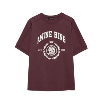 Anine Bing Tops, Dames, Bruin, S, Katoen, Jaylin Tee Collegiate