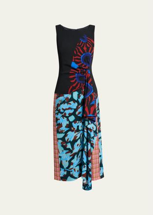 Dries Van Noten Dropps Patchwork Ruffle Sleeveless Midi Dress