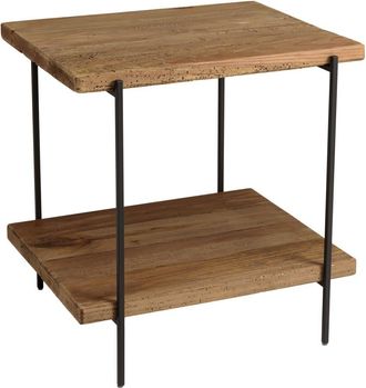 Macabane Mesa auxiliar rectangular 50 x 42 cm, madera de pino reciclado