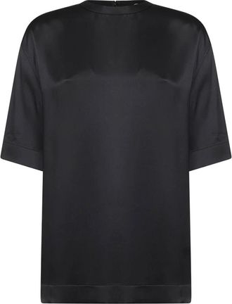 Toteme Oversized Viscose Blouse - Dames - Blouses - Zwart - S - Overhemden