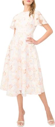 Ted Baker Natalia Floral Flare Midi Dress in Rose Bisque at Nordstrom, Size 10