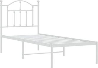 vidaXL Metal Bed Frame without Mattress with Headboard White 75x190cm Vidaxl