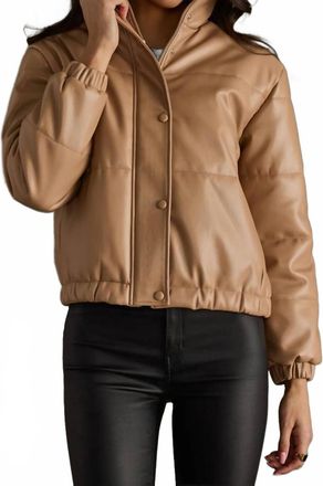 Panache Cropped Puffer Jacket In Tan