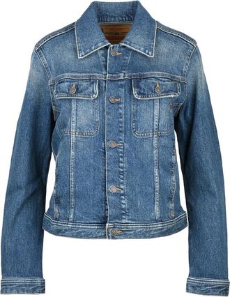 Diesel Blue Cropped Flap Pocket Denim Jacket
