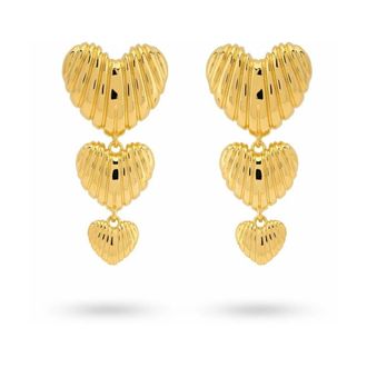 24Kae Accessoires, Dames, Geel, ONE Size, Hartvormige Statement Oorbellen