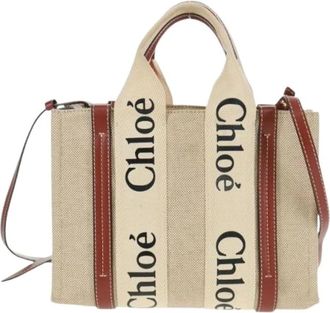 Chlo&eacute; Pre-owned Tote Bags, female, Beige, Size: ONE SIZE Pre-owned Woody convertible tote