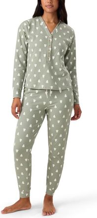 Kindred Bravely Waffle Maternity & Nursing Lounge Set in Sage Trees at Nordstrom, Size X-Large