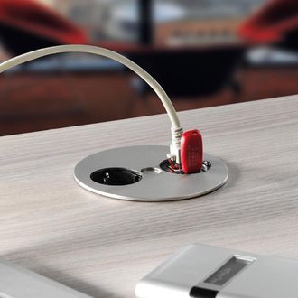 Bachmann Twist Redondo 1 Enchufe + Usb Doble Acero Inox
