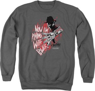 Gildan Nightmare On Elm Street Playing With Power Adult Crewneck Sweatshirt