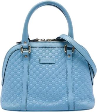 Gucci Pre-owned Dome Satchel - Dames - Vintage Handtas - Blauw - ONE Size - Leer - Vintage