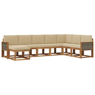vidaXL Conjunto De Sof&aacute;s De Exterior Con Coj&iacute;n 8 Pcs Natural Y Beige Vidaxl