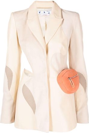 Off-white Candle Edge blazer - women - Cupro/Leather/Viscose/Cotton/Polyamide/Elastane/Polyester - 40 - Neutrals