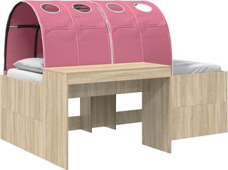 vidaXL Cama Con T&uacute;nel 3 Uds. Roble Sonoma Y Rosa Madera De Ingenier&iacute;a Vidaxl