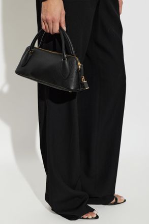 Tory Burch Lock Leather Handbag, Womens, Black