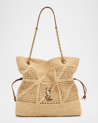 Saint Laurent Jamie YSL Shopper Tote Bag in Woven Raffia