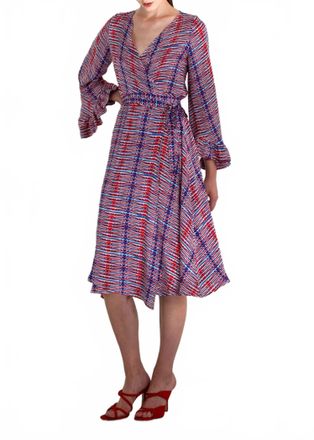 Alessandro Enriquez Vibrant Wrap Midi Dress In Rida