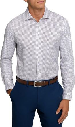 W.R.K Slim Fit Floral Geo Reworked Cotton Dress Shirt in White/tan at Nordstrom, Size 17.5 - R