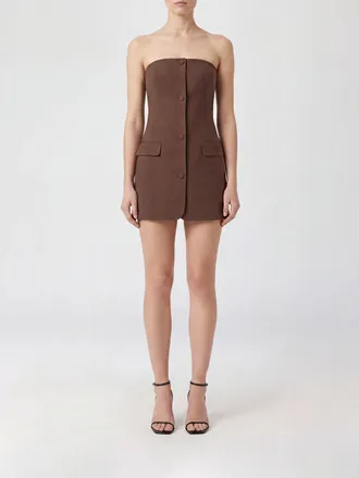 Jean Paul Gaultier Mini abito a tubino in lana gessata con spalle scoperte