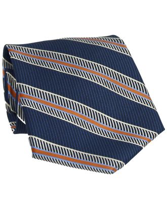 Scotch & Soda Navy & Orange Wide Stripe Tie