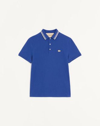 Valentino Polo In Piquet Di Cotone Con Patch VLogo Uomo BLU XXL