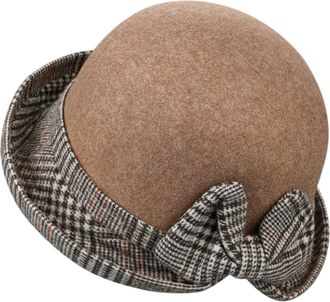 Generic Women Cloche Bowler Hats Cute Bowkont Roll Up Brim Cotton Fedora Hat Autumn Winter Wedding Formal Occasion Church Hats