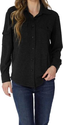 bobi Pocket Button Front Shirt In Muted Black